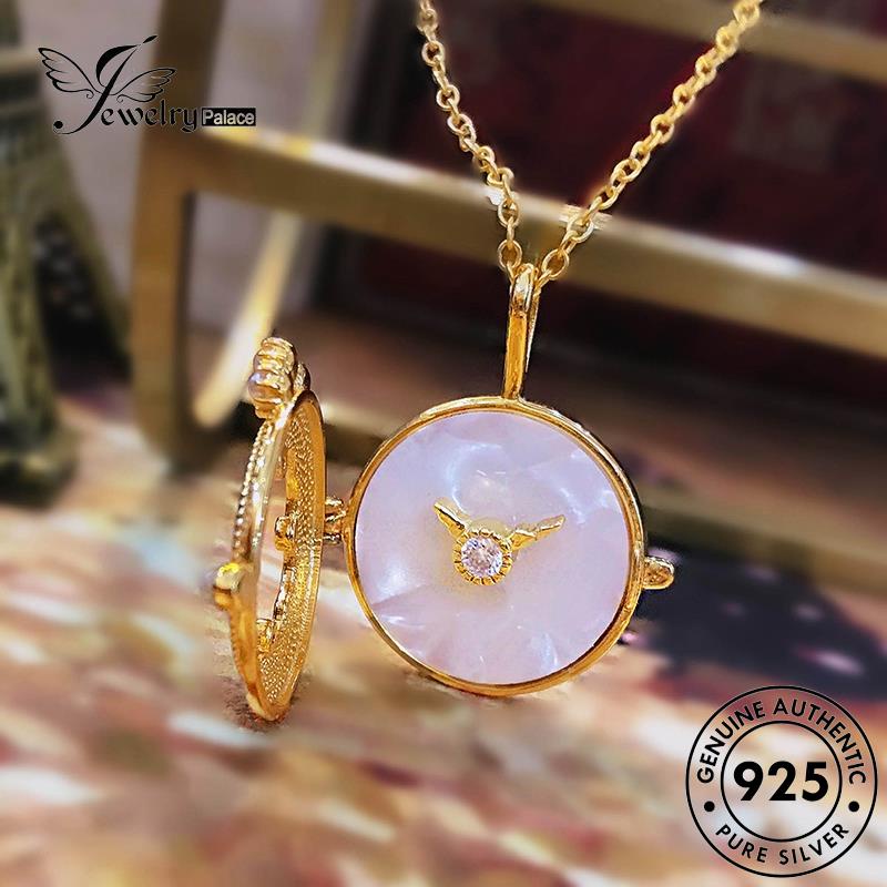 Jewelrypalace Vintage Original925 Jam Tangan Perak Wanita Saku Giok Kalung N1556