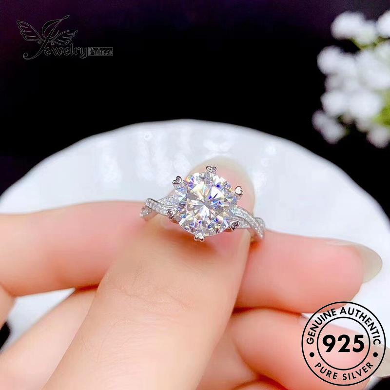 JEWELRYPALACE Diamond Fashion Round Cincin Perak Sterling Kawin Moissanite Wanita Murni Asli korea Perhiasan Nikah 925 Aksesori Original Silver Silver R66