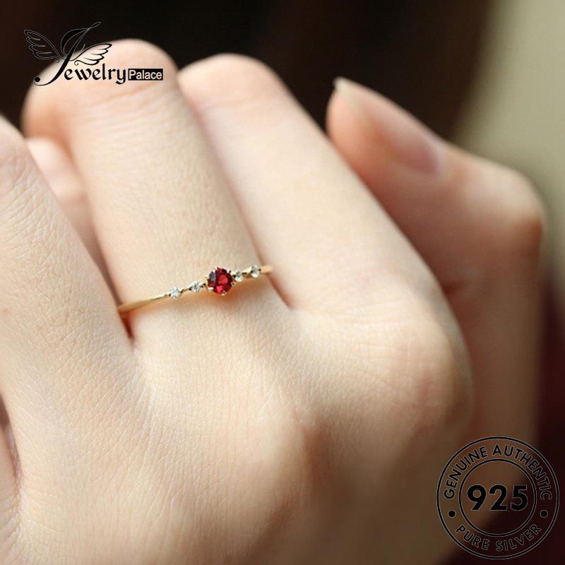 JEWELRYPALACE Cincin Murni Fashion Kawin korea Round Aksesori Wanita Original Sterling 925 Perhiasan Silver Gold Perak Asli Ruby Silver Nikah R14
