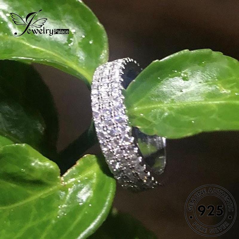 JEWELRYPALACE Sterling Perak Silver Laps Diamond Original korea Aksesori Cincin Asli Moissanite 925 Perhiasan Nikah Three Wanita Murni Kawin Classic Silver R165