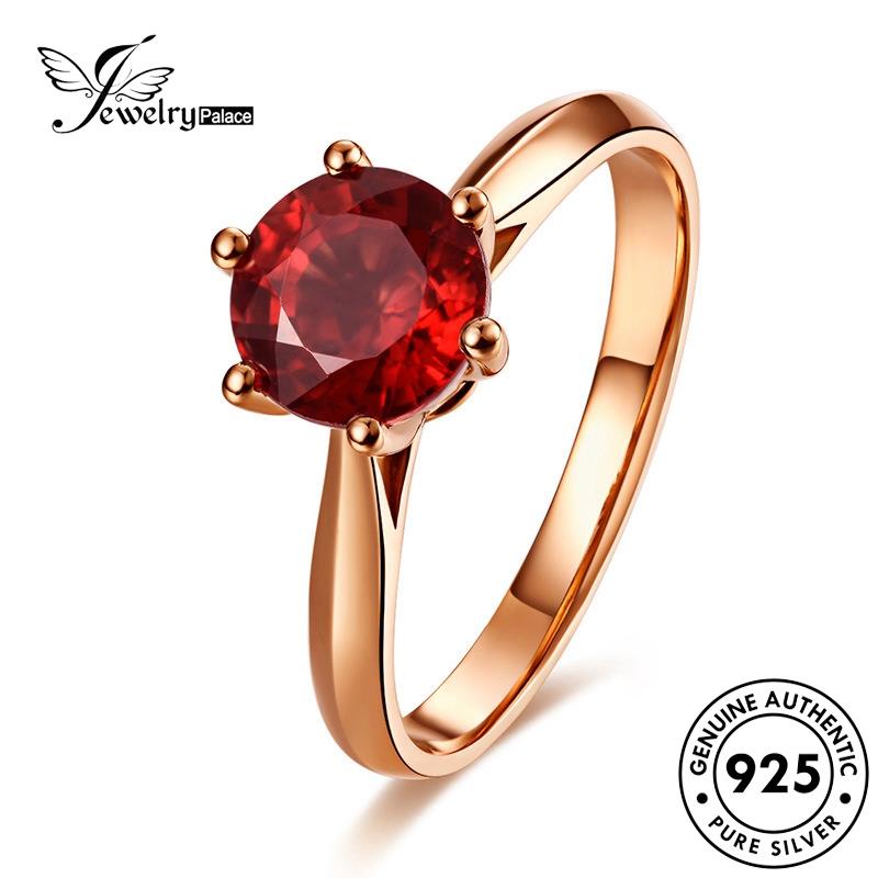 JEWELRYPALACE Round Cincin Sterling 925 korea Murni Retro Perhiasan Original Silver Silver Ruby Kawin Aksesori Perak Nikah Asli Wanita R323