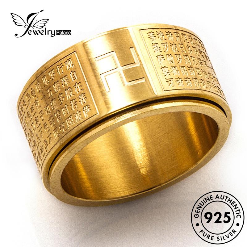 JEWELRYPALACE korea Asli Silver Aksesori Vintage 925 Silver Sutra Murni Gold Kawin Original Perak Perhiasan Cincin Pria Heart Sterling Nikah R474