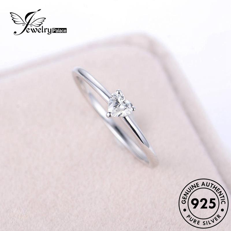 JEWELRYPALACE Perhiasan Personality Love Aksesori Gold Nikah Wanita Sterling Cincin Original Moissanite Kawin Silver Perak Diamond 925 korea Murni Silver Asli R365
