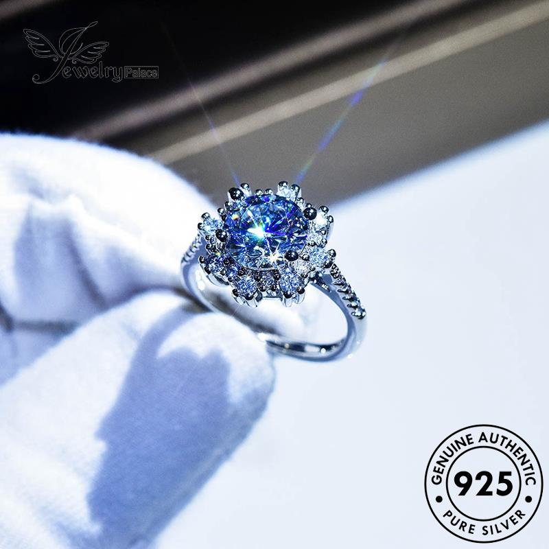 JEWELRYPALACE Murni Wanita Silver korea Moissanite Silver Diamond Asli 925 Aksesori Perhiasan Nikah Personality Cincin Original Sterling Perak Snowflake Kawin R395