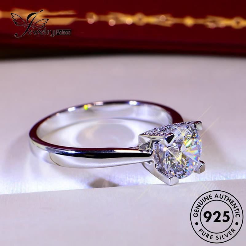 JEWELRYPALACE Murni Perak korea Silver Asli Original Letters Wh Moissanite Perhiasan Wanita Silver Diamond Sterling 925 Kawin Stylish Aksesori Cincin Nikah R500