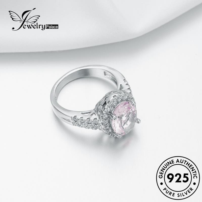 JEWELRYPALACE Perak Wanita Perhiasan Silver Cincin Crystal Silver Nikah Pink Kawin 925 Diamond Original Personality Sterling Aksesori Asli korea Oval Murni R697