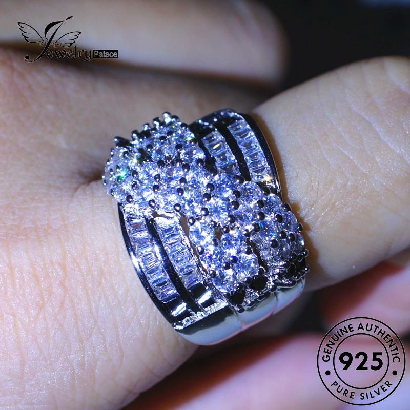 JEWELRYPALACE Silver Silver Murni Aksesori Sterling Perhiasan korea Nikah Cincin Weaving Wanita Moissanite 925 Asli Perak Kawin Diamond Original Personality R920