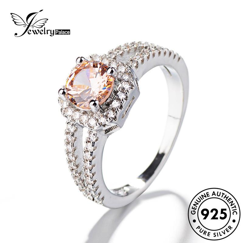 JEWELRYPALACE Silver Nikah Perak Sterling Aksesori Wanita Silver korea Classic 925 Cincin Perhiasan Original Murni Kawin Citrine Square Asli R1108