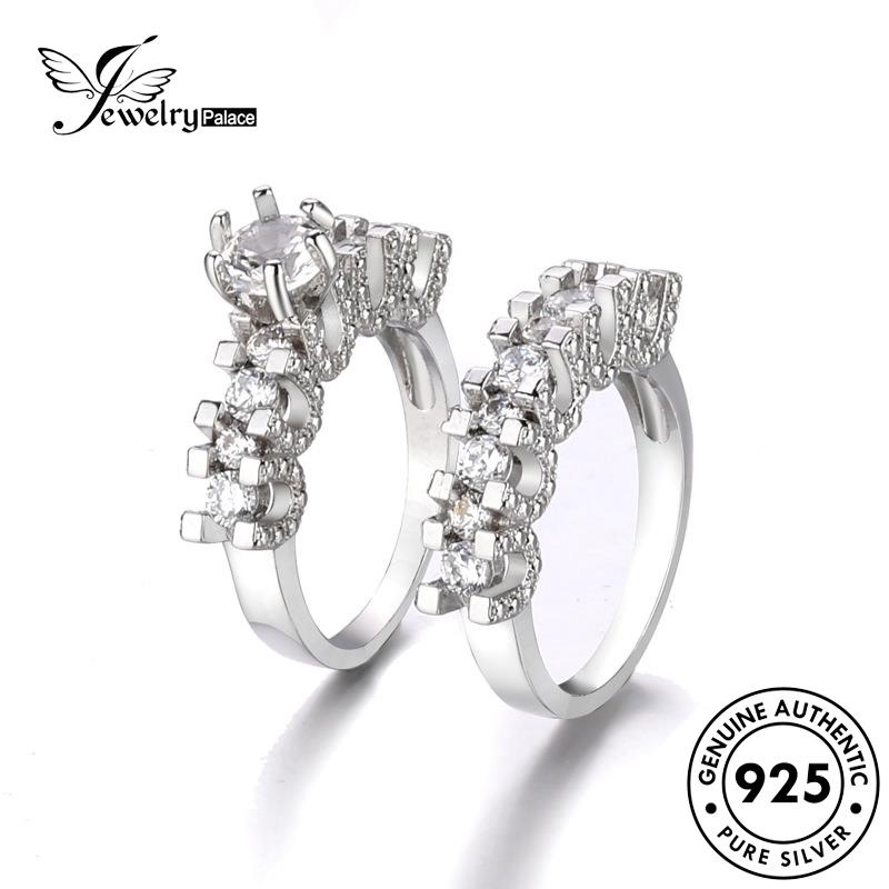 JEWELRYPALACE Hearts Creative Original Nikah Silver Diamond And Aksesori Silver Asli 925 Moissanite Couple korea Kawin Pasangan Murni Sterling Perak Cincin Arrows Perhiasan R1129