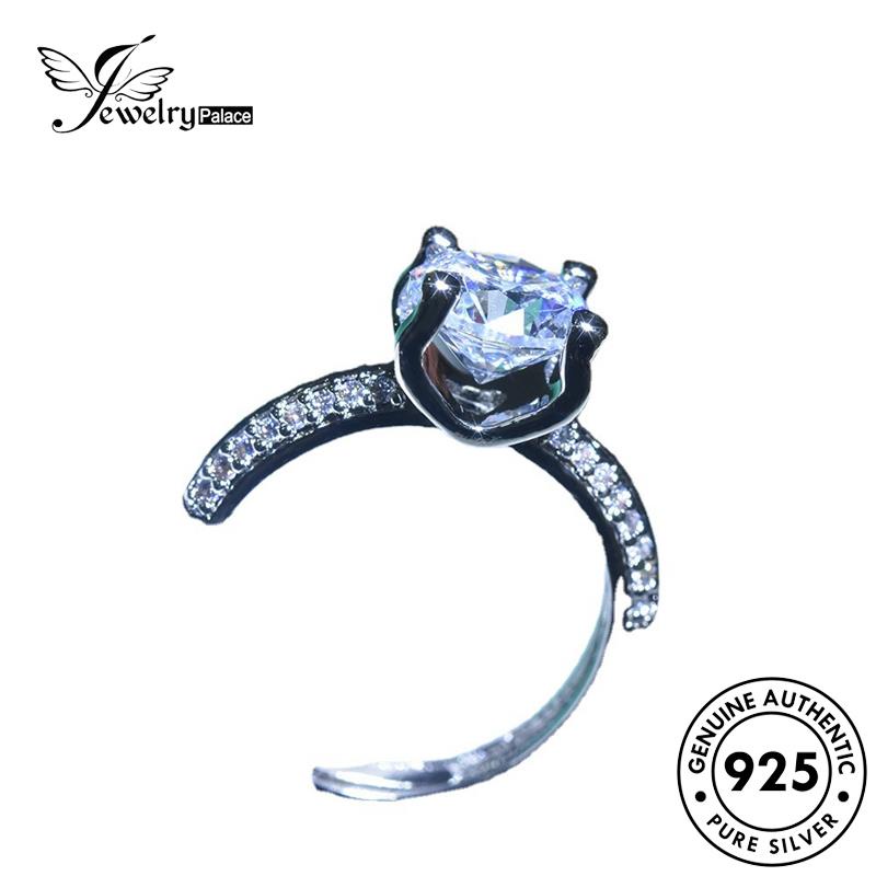 JEWELRYPALACE Moissanite Aksesori Classic Perhiasan Silver Original Cincin Murni Perak Kawin Nikah Horn Diamond Wanita 925 korea Asli Sterling Silver R1713