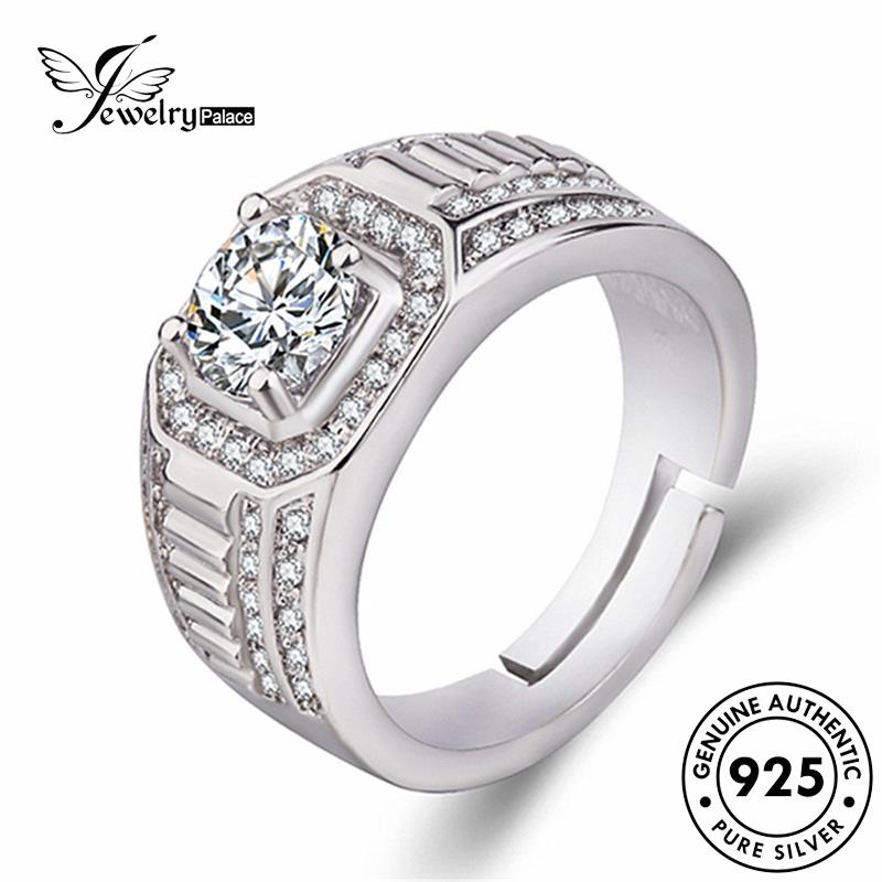 JEWELRYPALACE Original Perhiasan Asli Domineering Square Murni Silver Aksesori Diamond korea Pria Sterling Moissanite Cincin Silver Nikah Perak 925 Kawin R1756