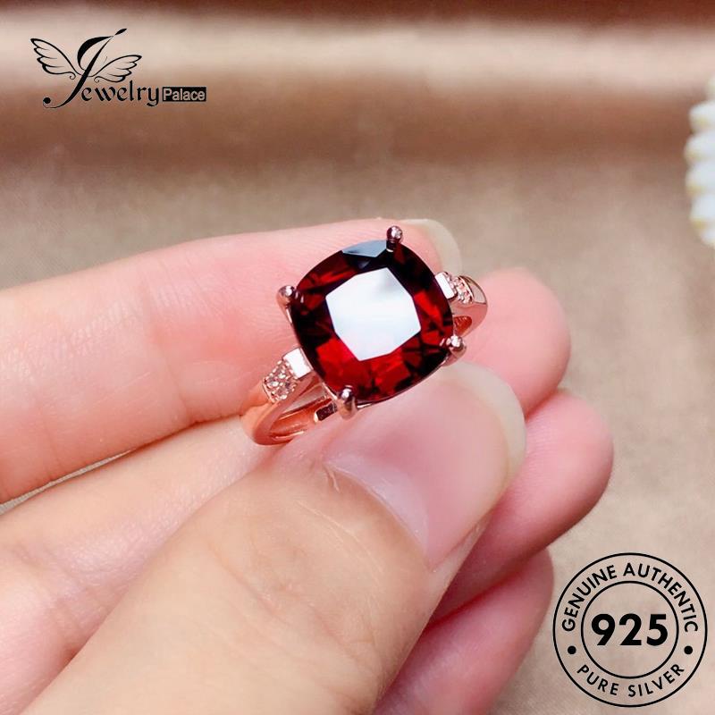 JEWELRYPALACE Murni Cincin 925 Wanita Square Silver Simple Silver Aksesori Sterling Original Gold Ruby Perak Perhiasan Kawin korea Nikah Asli R1858