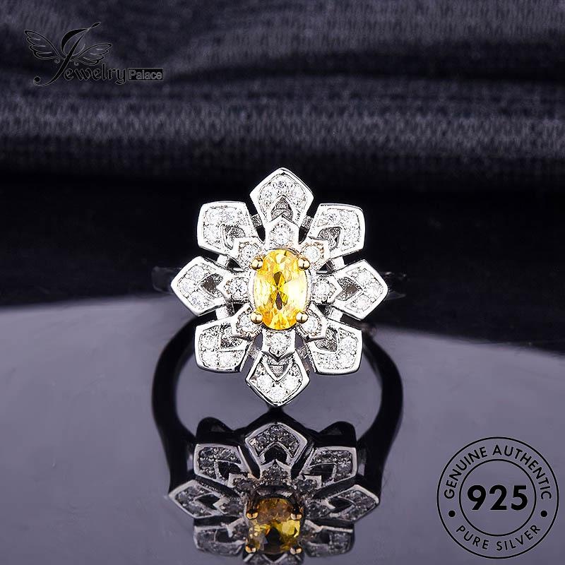 JEWELRYPALACE Creative Nikah korea Snowflake Silver Citrine Kawin Perak Wanita Cincin 925 Asli Perhiasan Murni Silver Original Aksesori Sterling R1760