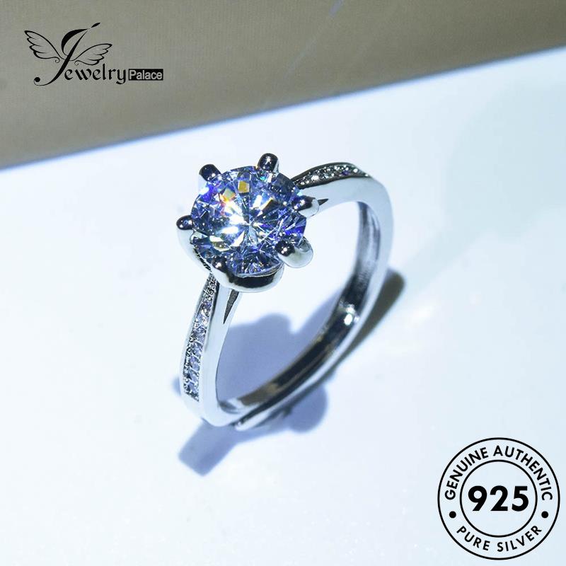 JEWELRYPALACE Perak Asli Diamond Sterling Wanita Aksesori Classic Original korea Nikah Silver Silver Moissanite Murni Perhiasan Hearts Arrows 925 And Kawin Cincin R1805