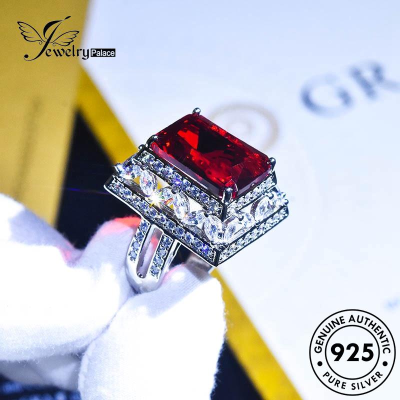 JEWELRYPALACE Ruby Perak Nikah Silver Asli Wanita Kawin Aksesori Perhiasan Original Silver 925 korea Square Murni Creative Sterling Cincin R2009