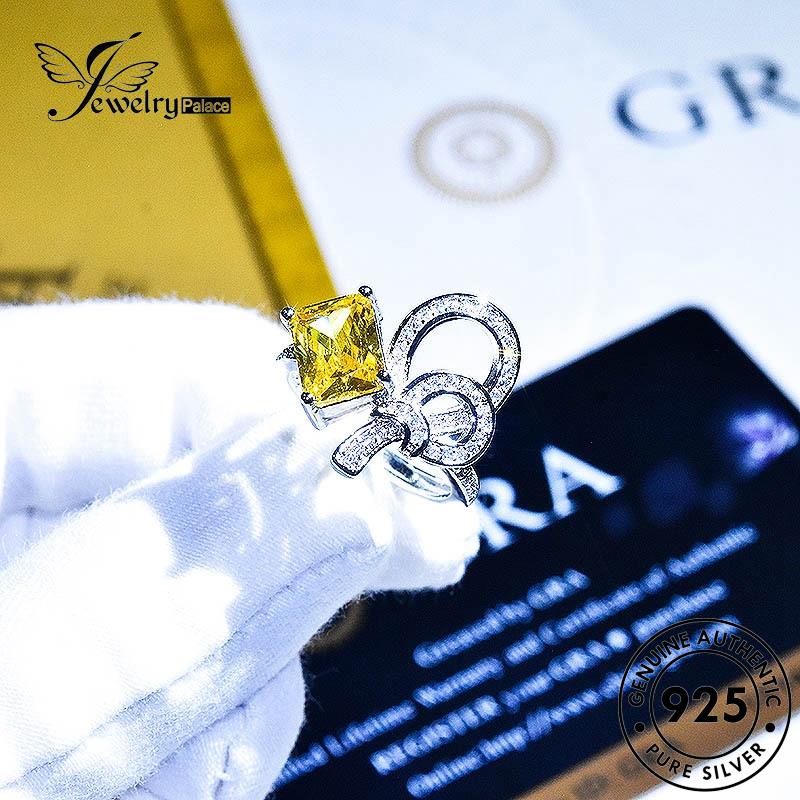 JEWELRYPALACE Citrine 925 Sterling Butterfly Asli Aksesori Silver Perhiasan Personality Original Cincin Silver Wanita korea Nikah Kawin Perak Murni R2057