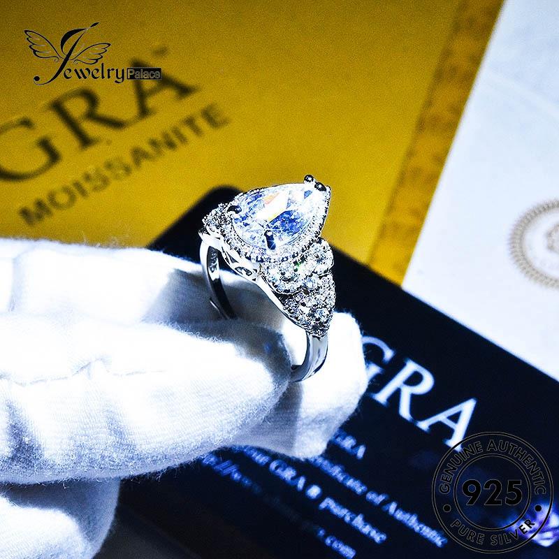 JEWELRYPALACE Drop 925 Sterling Original Classic Murni Asli Moissanite Nikah Wanita Perhiasan Cincin Silver Diamond Perak Silver Aksesori Kawin korea R2071