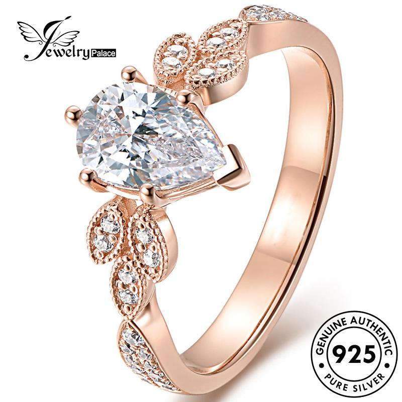 JEWELRYPALACE Asli Sterling Perak korea Gold Kawin Diamond Classic Aksesori Silver Nikah Perhiasan Moissanite Wanita Original Cincin Silver Teardrop 925 Murni R2000