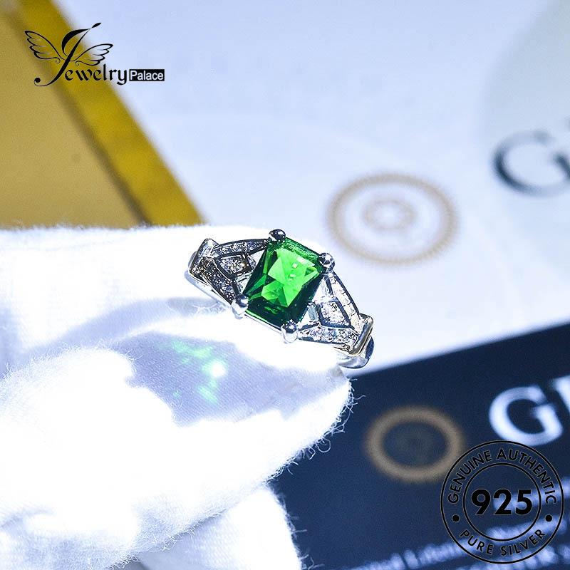 JEWELRYPALACE Sterling Aksesori Silver Cincin korea Murni 925 Square Nikah Original Emerald Asli Perhiasan Perak Silver Kawin Fashion Wanita R2083