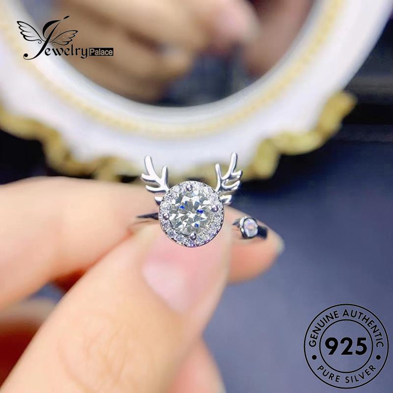 JEWELRYPALACE Moissanite Silver Cincin Perak Perhiasan Elk Diamond korea Silver 925 Nikah Murni Minimalistic Asli Sterling Aksesori Original Wanita Kawin R2088