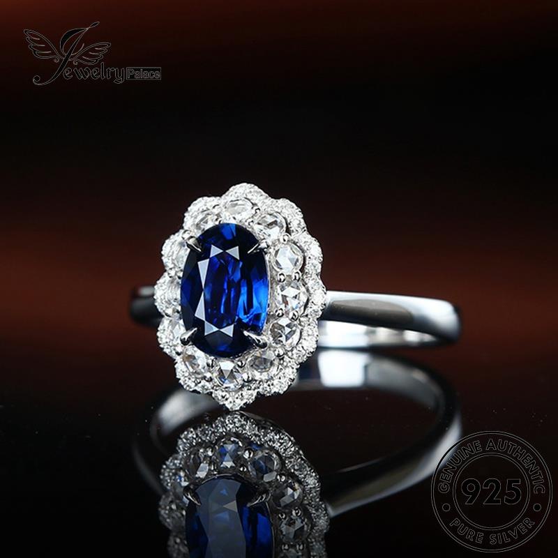 JEWELRYPALACE Silver Asli Cincin 925 Sterling Kawin Aksesori Original Perak Wanita Perhiasan Nikah Crown Murni Sapphire Silver korea Vintage R2182