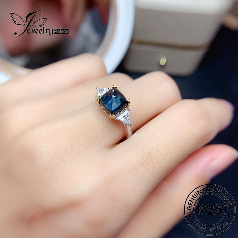 JEWELRYPALACE Asli Silver Aksesori Cincin Square Original Nikah Perak Perhiasan Silver Wanita Sterling Kawin Sapphire korea Fashion Murni 925 R2143