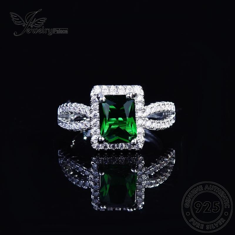 JEWELRYPALACE Asli Sterling Silver Wanita 925 Original Murni Retro Perhiasan Kawin Perak korea Nikah Silver Square Cincin Emerald Aksesori R2223