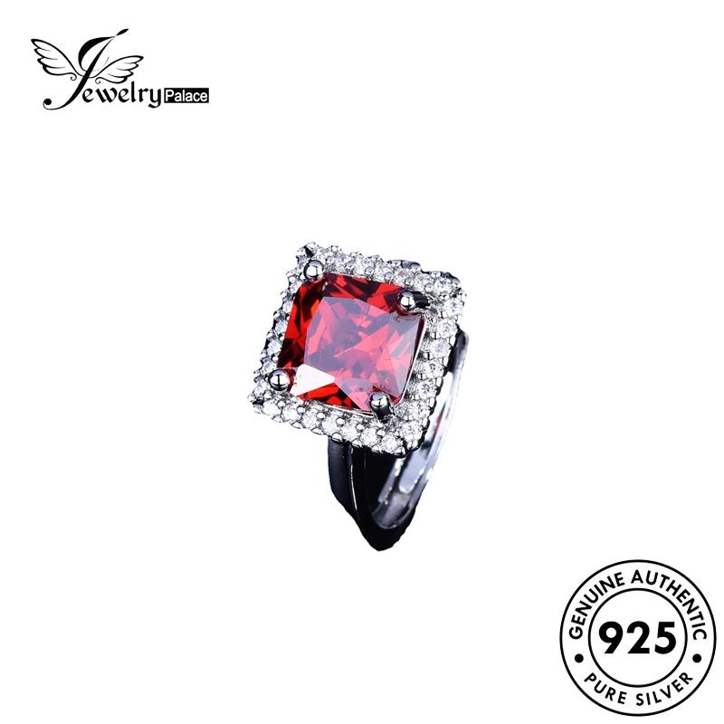 JEWELRYPALACE Silver Nikah Perhiasan Kawin Murni Asli Sterling Silver Retro 925 korea Cincin Original Square Wanita Aksesori Perak Ruby R2227