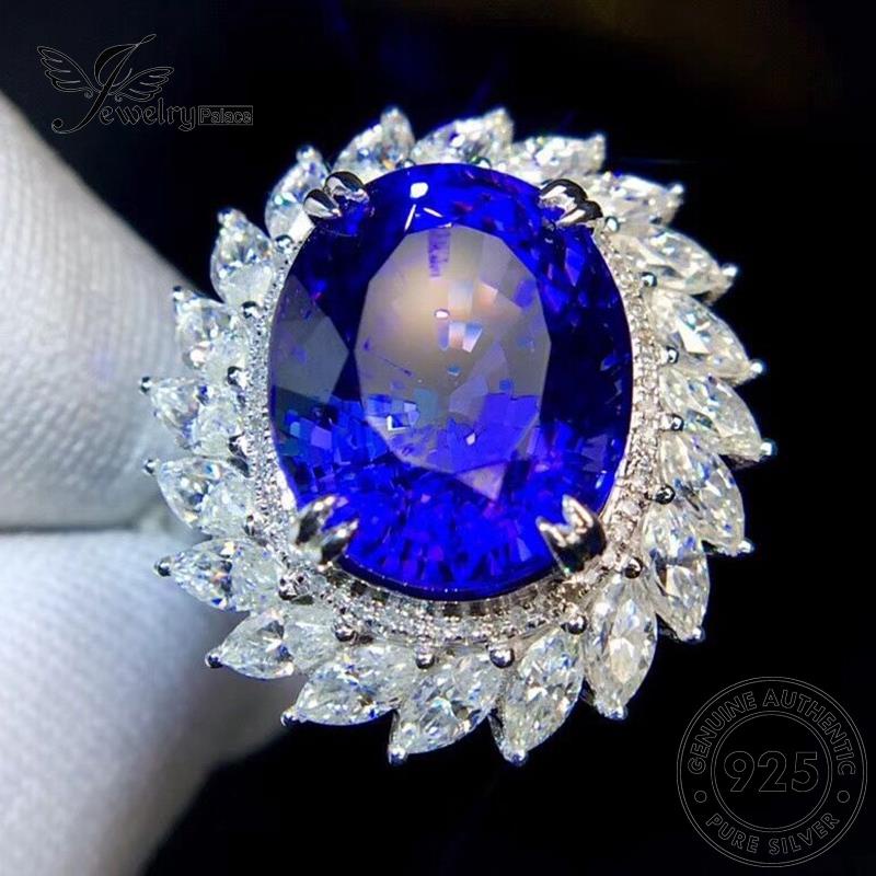 JEWELRYPALACE Wanita Cincin Silver Original Perak 925 Sapphire Oval Murni Silver Sterling Luxury Nikah Kawin Asli Aksesori korea Perhiasan R2243