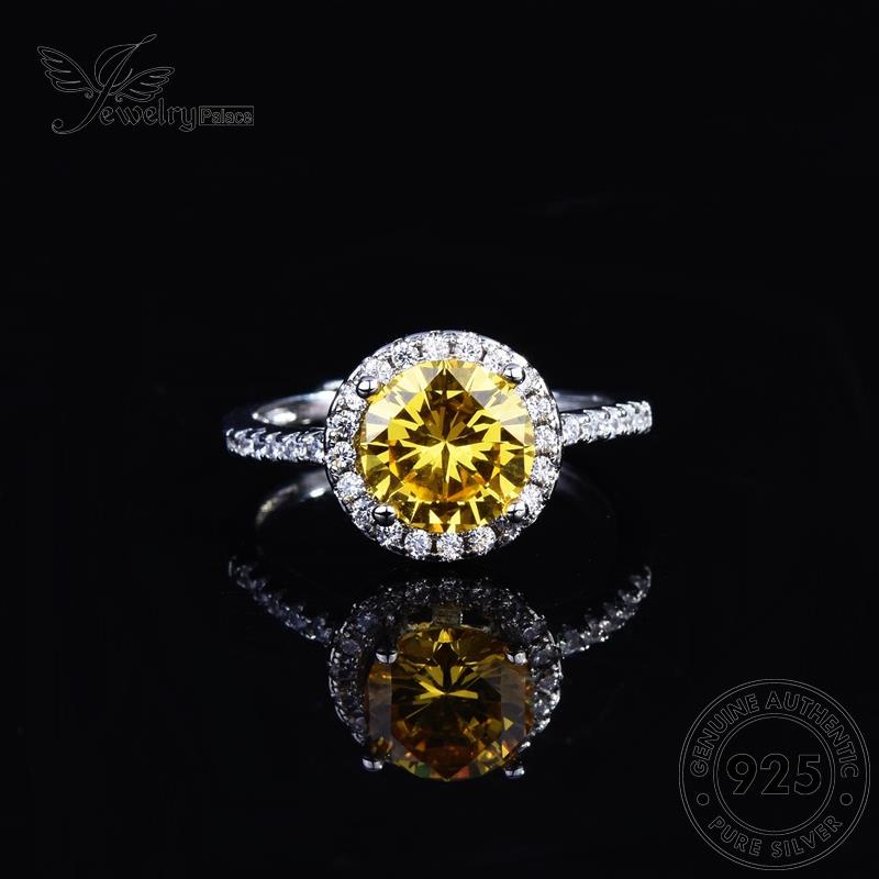 JEWELRYPALACE Murni 925 Round Wanita Asli Perhiasan Cincin korea Original Kawin Nikah Silver Perak Citrine Silver Aksesori Fashion Sterling R2210