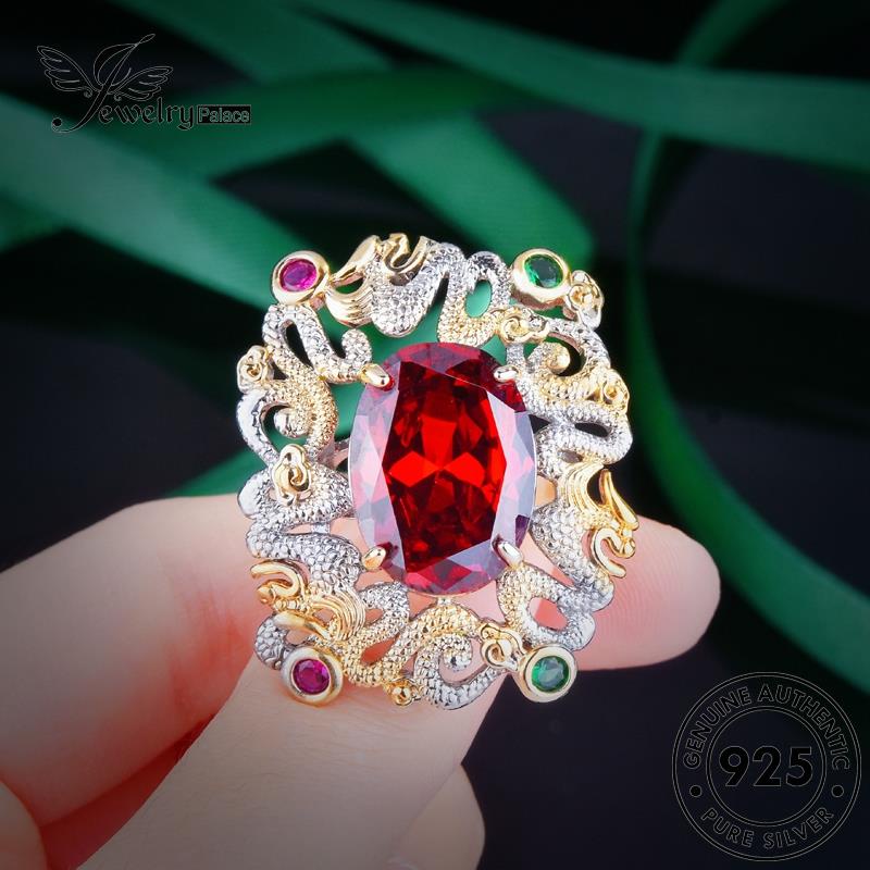 JEWELRYPALACE Wanita Silver Nikah Luxury 925 korea Asli Murni Kawin Cincin Aksesori Perak Silver Sterling Ruby Perhiasan Longchamp Original R2320