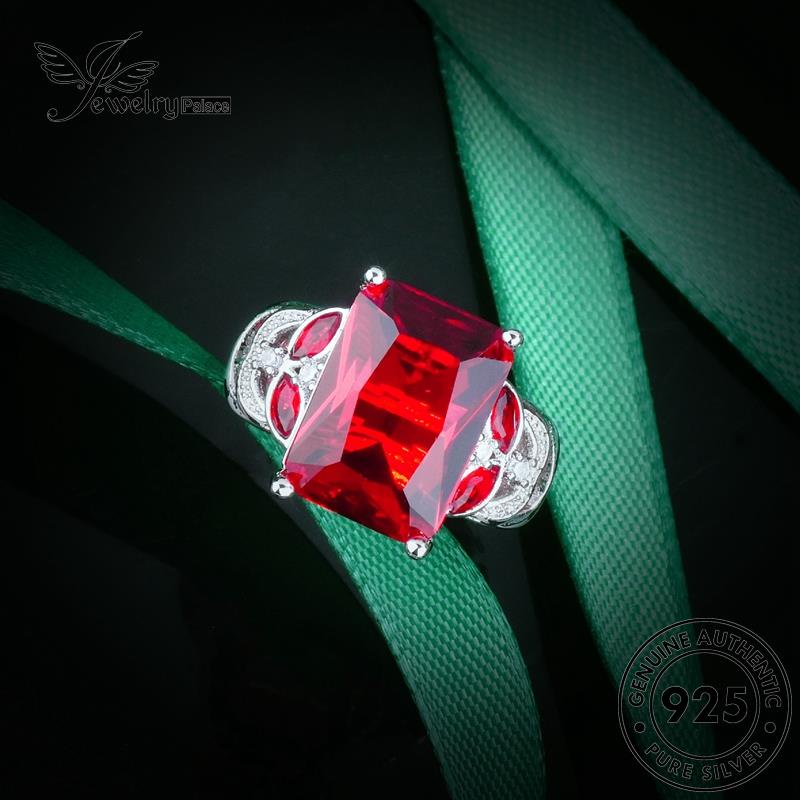 JEWELRYPALACE Silver Perhiasan Luxury Diamond Square Nikah korea Murni Ruby Cincin Sterling 925 Perak Original Asli Aksesori Kawin Silver Wanita R2337