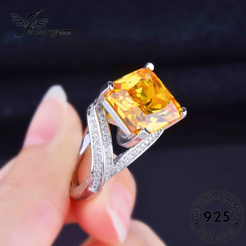 JEWELRYPALACE Citrine Personality Perak Wanita Cincin Aksesori Nikah Silver Kawin Original Asli Murni Diamond Perhiasan 925 Silver Sterling korea R2393