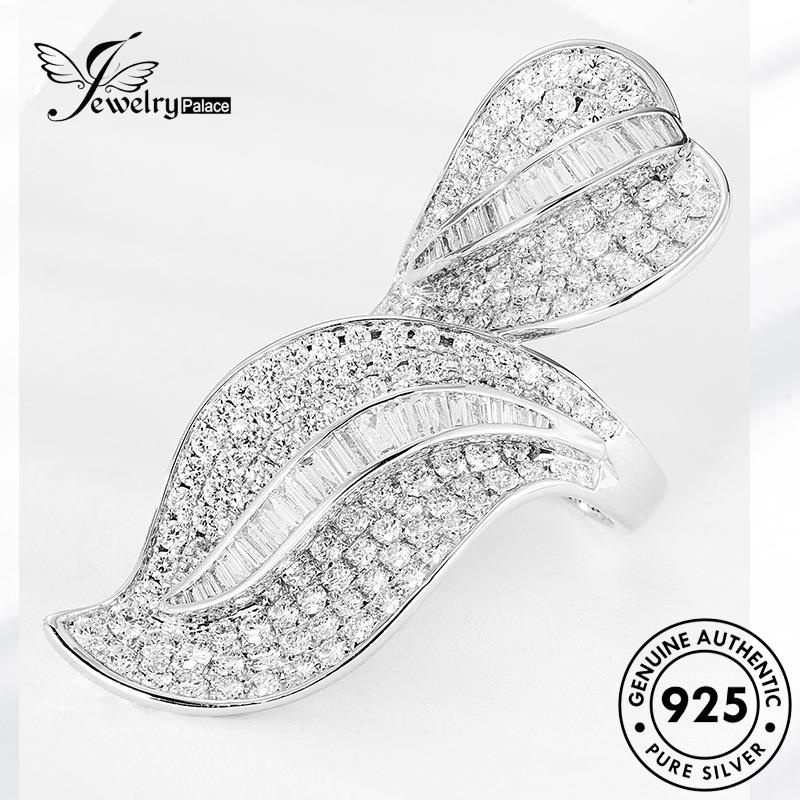 JEWELRYPALACE korea Murni Aksesori Leaves 925 Kawin Perhiasan Luxury Nikah Silver Moissanite Asli Sterling Diamond Willow Wanita Original Cincin Perak Silver R2439