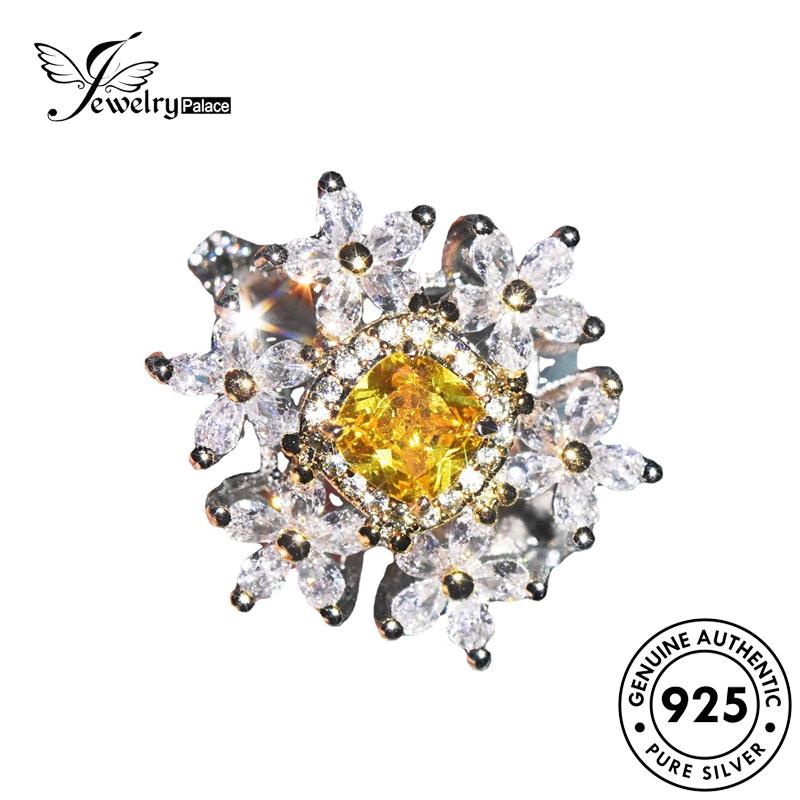 JEWELRYPALACE Luxury Aksesori Murni Kawin Sterling Wanita Perhiasan Snowflake Nikah Citrine Perak Silver Asli Original Cincin korea Silver 925 R2498