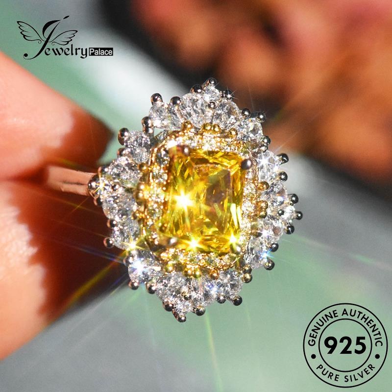 JEWELRYPALACE Nikah Original Cincin Silver Two-Color korea Murni Sterling Perak Luxury Wanita Perhiasan Kawin 925 Emerald Aksesori Asli Silver R2503