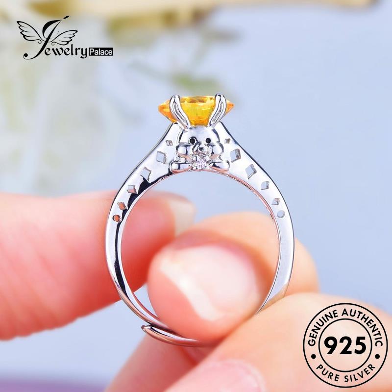 JEWELRYPALACE Personality Wanita 925 Perak Perhiasan korea Rabbit Original Silver Murni Silver Kawin Aksesori Cincin Citrine Nikah Sterling Asli R2476