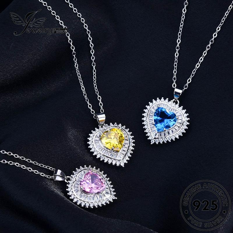 Jewelrypalace Sapphire Asli Love Kreatif Kalung Perak925Set Wanita S98