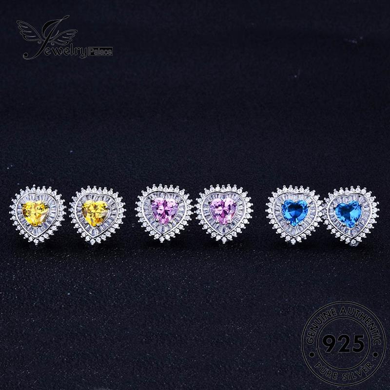 Jewelrypalace Sapphire Asli Love Kreatif Kalung Perak925Set Wanita S98