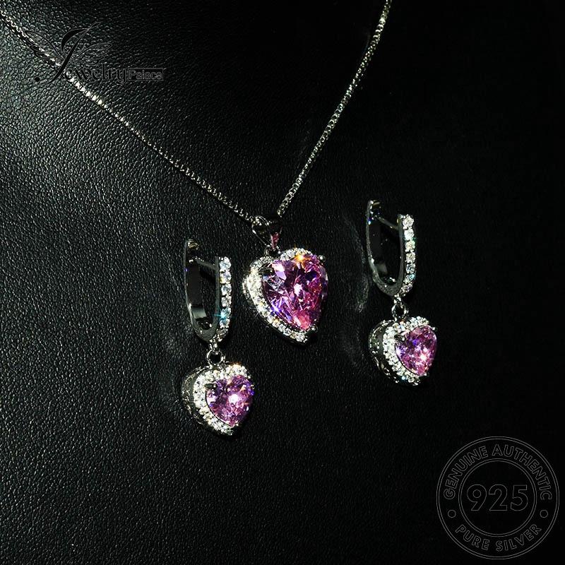 Tempat Perhiasan925 Set Perak Asli Wanita Kalung Amethyst S167