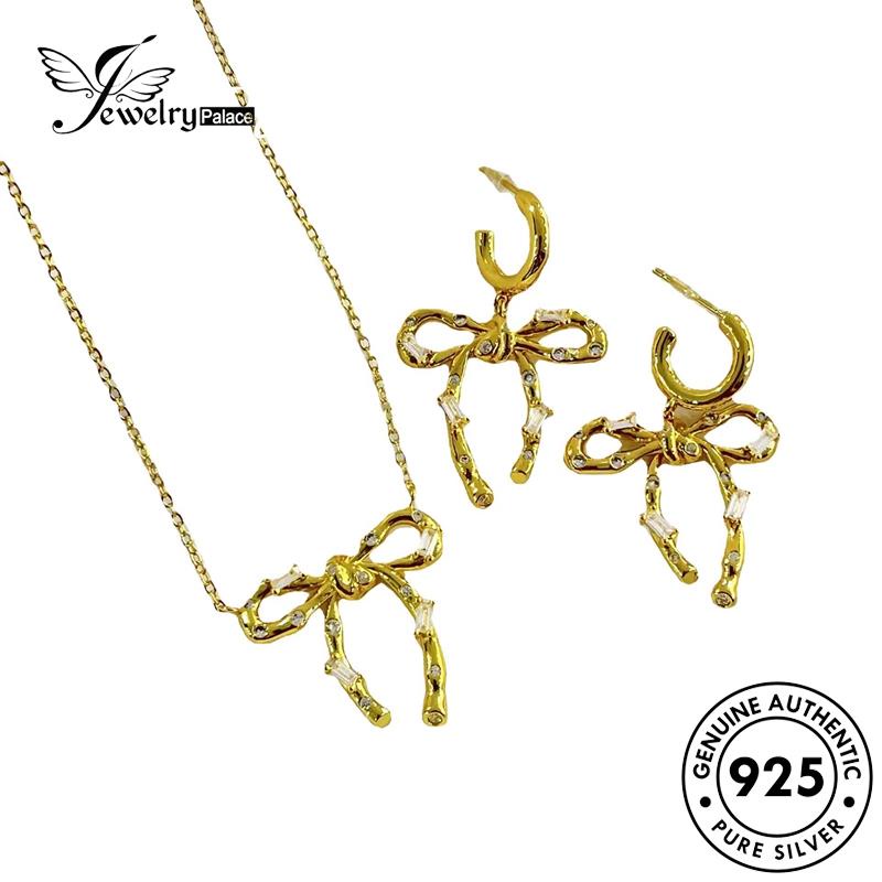 Jewelrypalace Kalung Set Perak925 Busur Emas Asli Wanita Retro S220