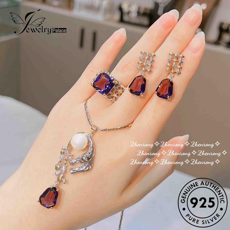 Jewelrypalace Cheetah Fashion Asli Wanita Amethyst 925set Kalung Perak S262