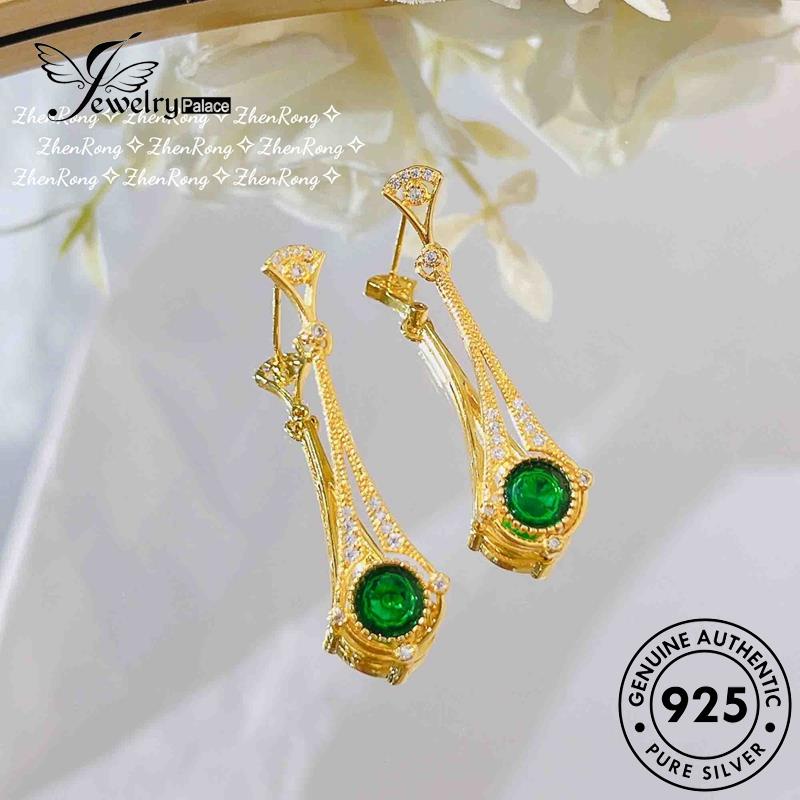 Jewelrypalace925 Kalung Fashion Emerald Wanita Sayap Set Asli Angel Silver S264