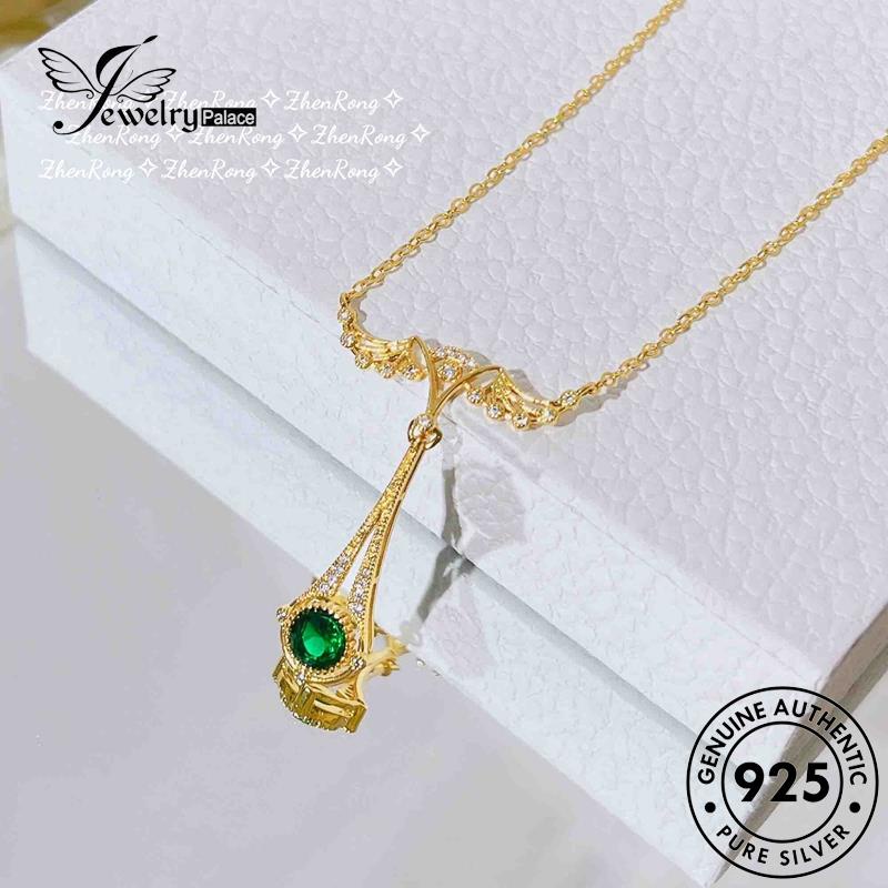 Jewelrypalace925 Kalung Fashion Emerald Wanita Sayap Set Asli Angel Silver S264