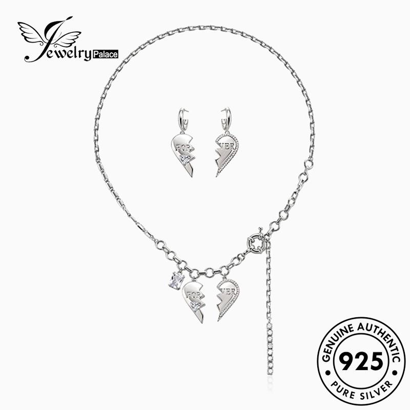 Jewelrypalace Kalung Asimetris Love Set Perak925 Asli Wanita S273