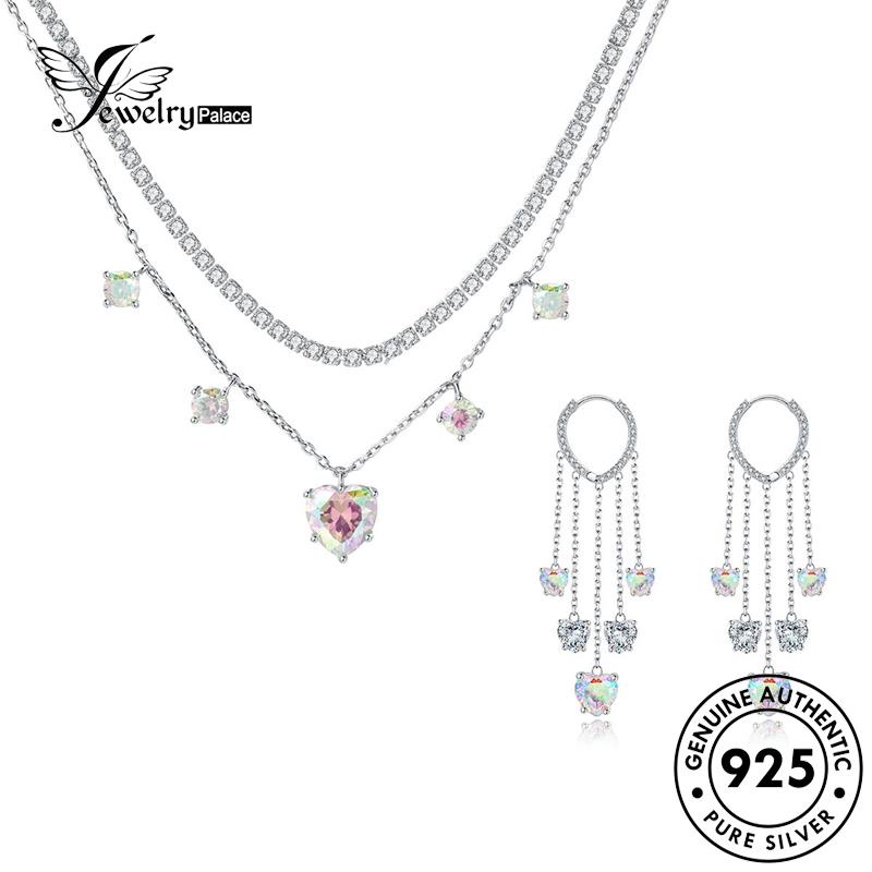 Jewelrypalace Wanita Moonstone Jumbai Fashion Kalung925 Set Asli Perak S285