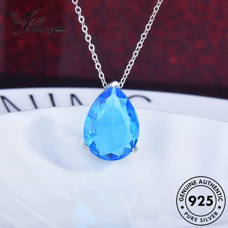 Jewelrypalace Perak Asli Fashion Kalung Set Drop925 Safir Wanita S299