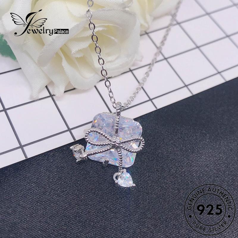 Jewelrypalace Bow Set Moissanite Kalung Wanita Berlian Asli Silver Fashion925 S300