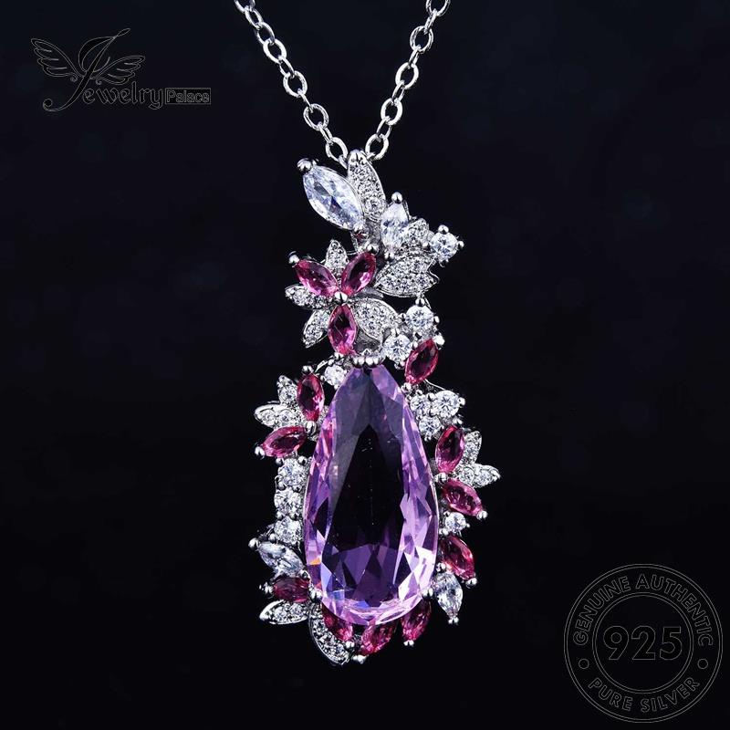 Set Perhiasanpalace Kalung Asli Amethyst925 Perak Butterfly Wanita Lucu S317