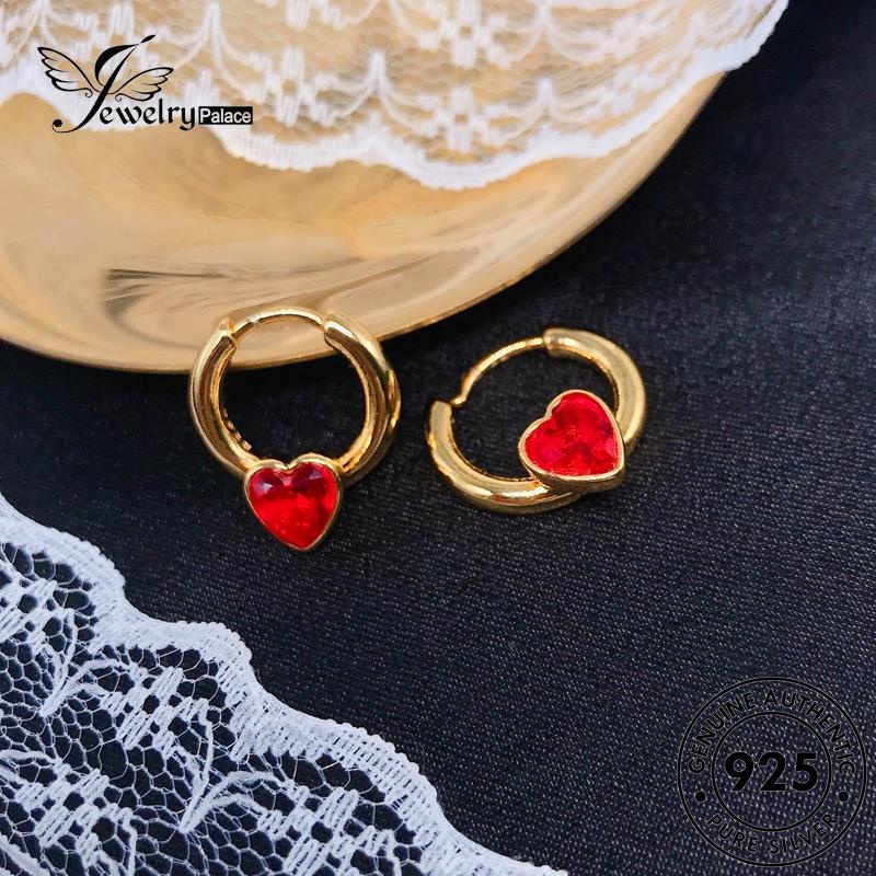 Jewelrypalace Perak Ruby925 Love Set Kepribadian Wanita Asli Kalung S322